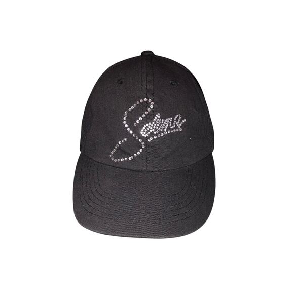 Selena Quintanella Bling Hat Crystal Rhinestone Rose Baseball Cap Black - Picture 1 of 6